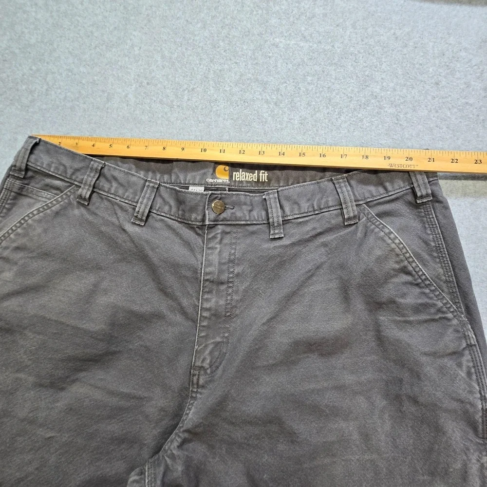 Carhartt Pants Mens 42x28 Gray Carpenter Relaxed Cotton Canvas Workwear Pockets